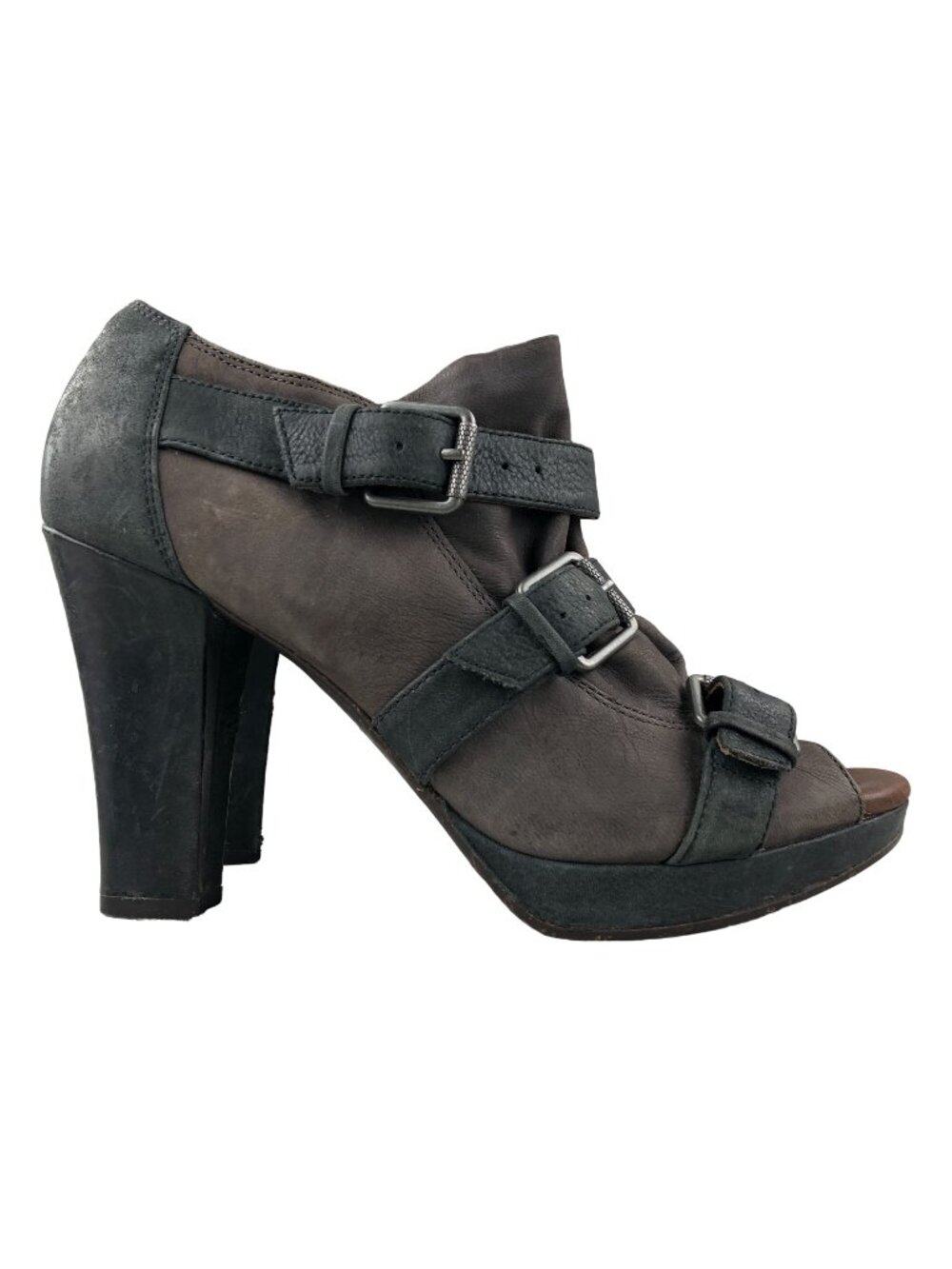Naya Women's Size 9M Kindred Brown Grey Leather High Heel Ankle Booties Boots